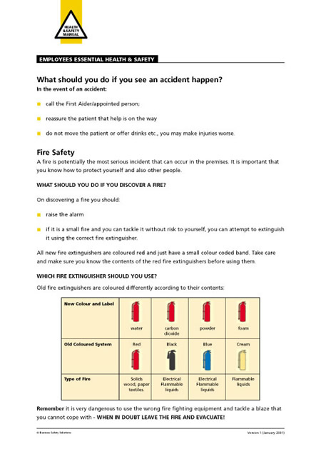 Page from H&S Manual